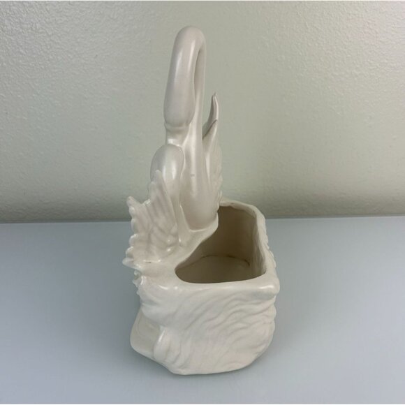Vintage Hull White Swan Planter Ceramic Sculpture Pottery Smooth Home Decor - Picture 5 of 16